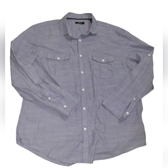 Alfani Men's roll up sleeve regular fit large cotton blend button down shirt - Picture 1 of 6